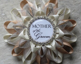 Bridal Shower Corsage Pin, Mother of the Groom Flower, Mother of the Bride Flower, Bridal Shower Decorations, Bride to Be Pin, Champagne