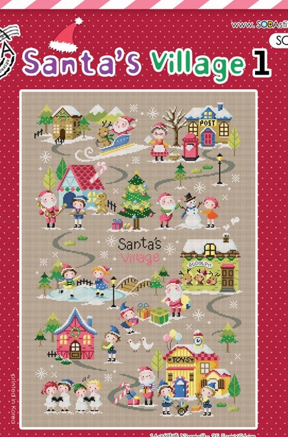 Christmas cross stitch pattern and kit Santa's Village