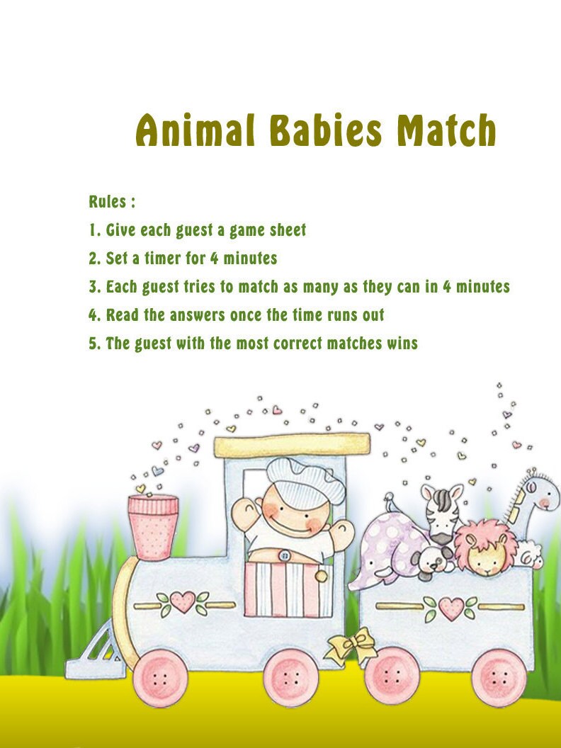animal baby matching cards