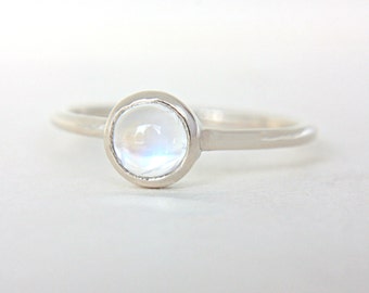 Gold Moonstone Ring 14k White Gold Rainbow Moonstone Yellow Rose White Gold Ring Made in Your Size Rainbow Moonstone Engagement Ring