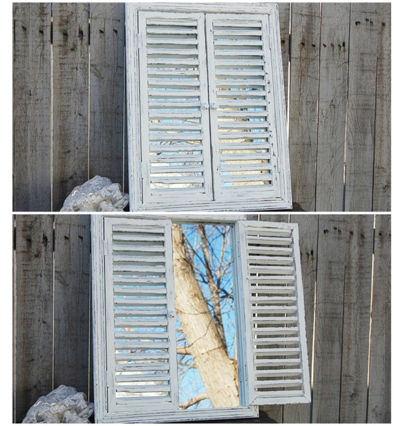 Mirror Shutters Mirror Wood Window White by TheVintageArtistry