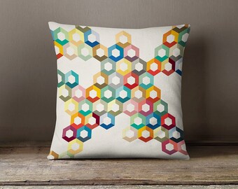 Colourful pillow cover, geometric cushion cover, modern pillow case, decorative throw pillow, nursery, pillow cover, geometric pillow cover