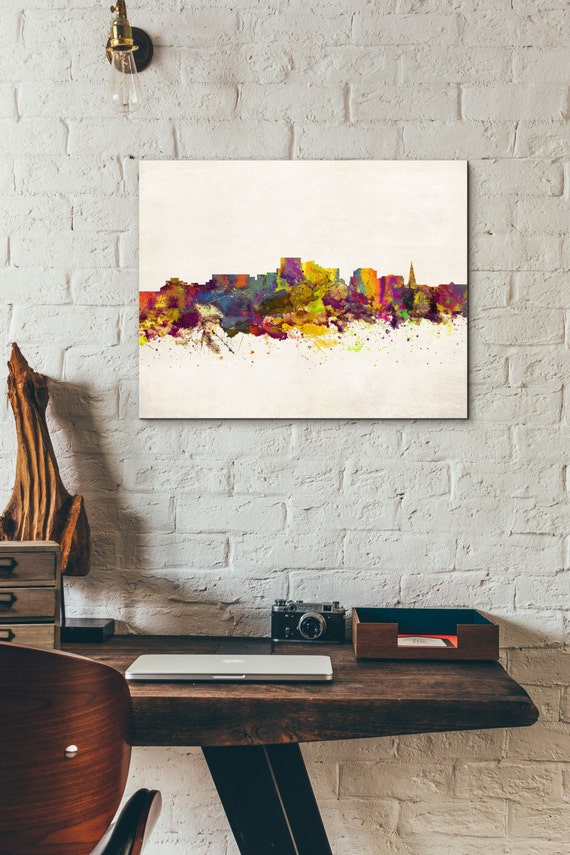  Tallahassee  Skyline Digital Watercolor Art Print Modern Home 