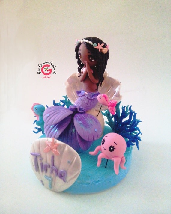 Mermaid cake topper Child's cake topper by Mermaid cake topper Child's cake topper by