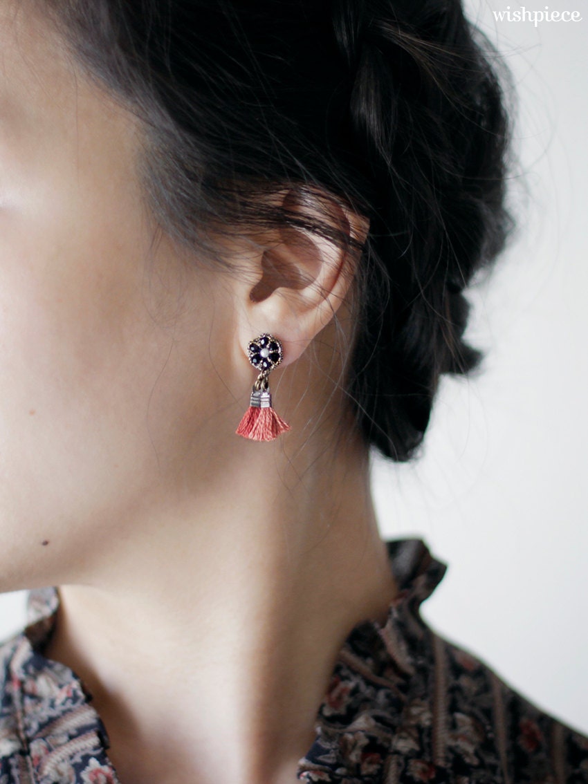 SMALL DANGLE EARRINGS / for sensitive ears / tassel jewelry