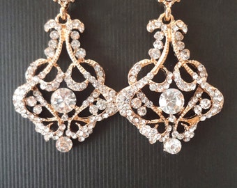 SALE~Gold chandelier earrings, Brides earrings, Crystal rhinestone earrings, Gold statement earrings, Gold Wedding jewelry, STUNNING ~ EVA