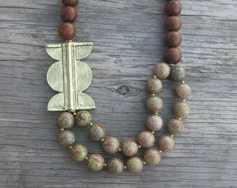 •AEON• jasper + tourmaline + mixed metal necklace (26