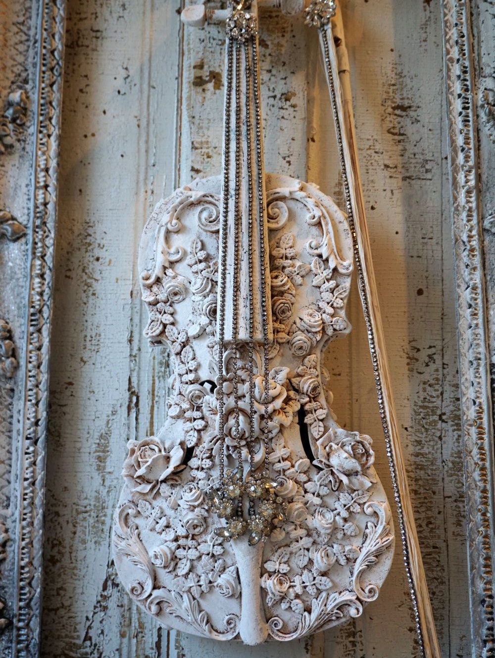 Distressed Violin Shabby Cottage Chic White distressed violin shabby cottage chic white