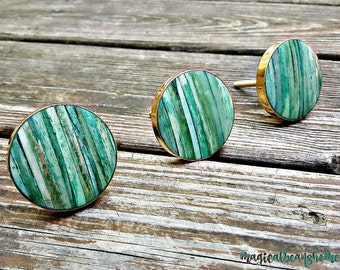 Teal Blue & Gold Dresser Drawer Knobs Coastal Decor Coastal Cottage Knobs Beach Decor Decorative Knobs Cabinet Knobs