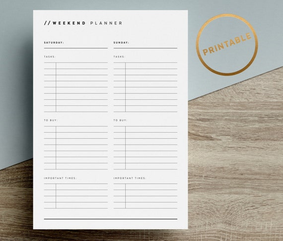Weekend Planner Printable To Do List Inserts Day Tasks