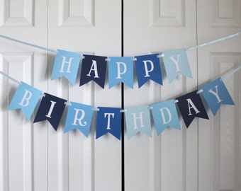 Blue Happy 1st Birthday Banner/ Boy Birthday/Prince Party/ Child Birthday/ Party Decoration/ Personalized Name/ Custom