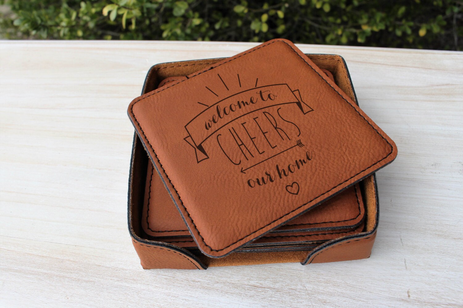 Personalized Coasters Leather Coaster Set Unique Wedding