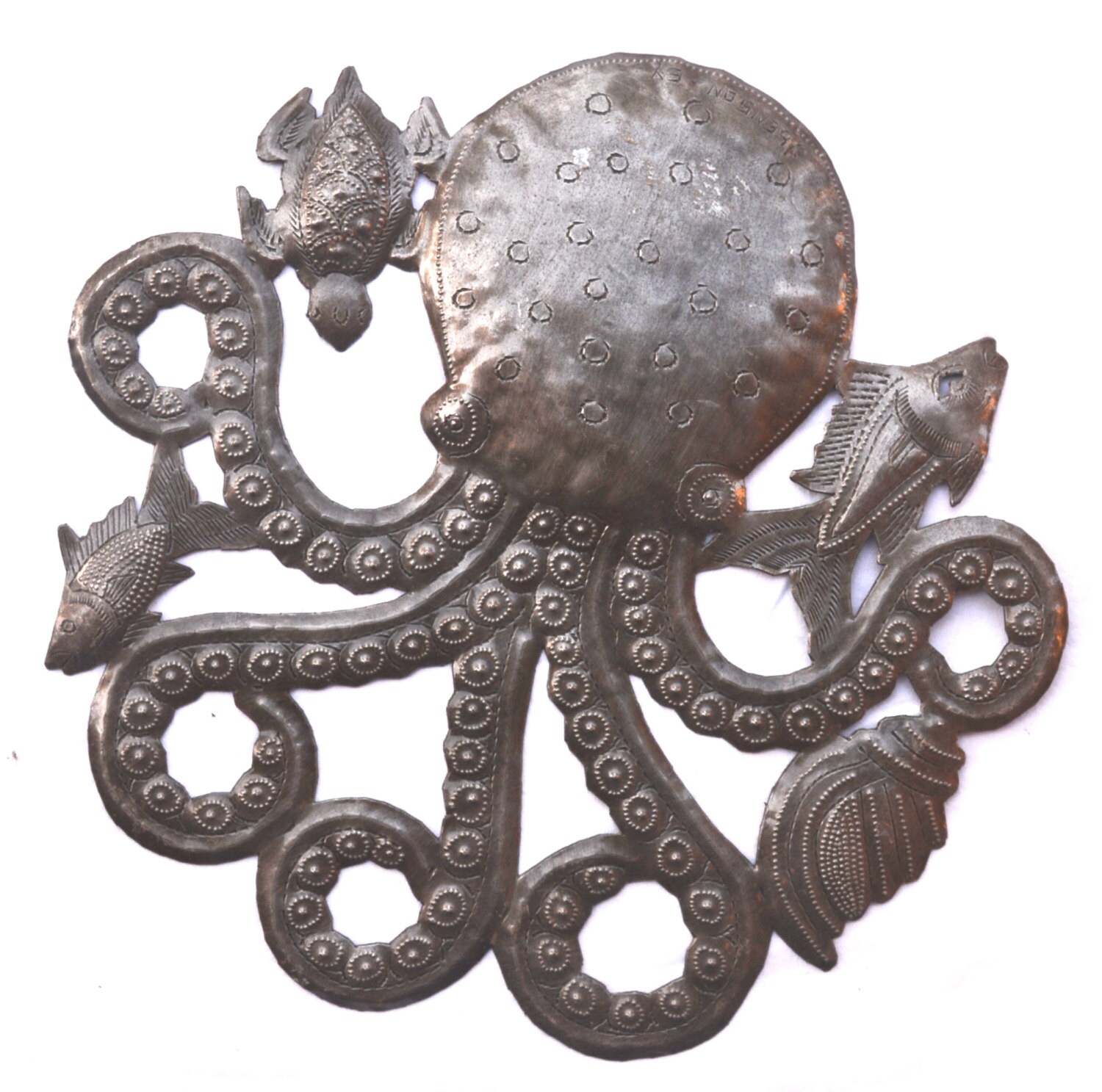 Mini Octopus Recycled Metal Ocean Wall Art by ArtUnderTheTree