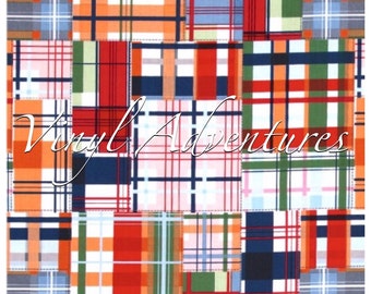 Plaid Heat Transfer Vinyl, Madras Plaid Pattern HTV, Green Navy Blue Red, Tartan, Plaid Patterned HTV, Printed HTV, 1 Sheet, Siser Easyweed