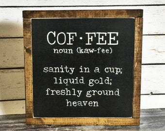 Coffee Sign, Coffee Definition Sign, Rustic Sign, Wooden Sign, Hand Painted Sign, Handmade Sign, Hand Lettered Sign