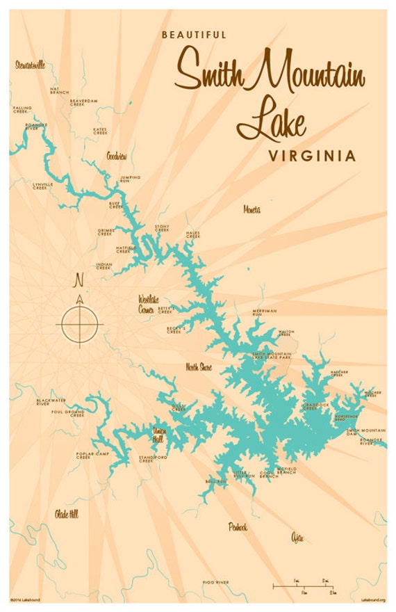 Smith Mountain Lake VA Map Print