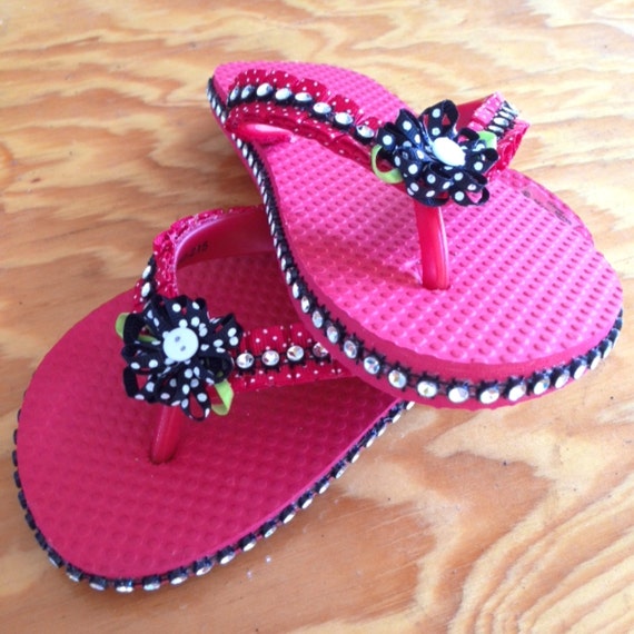 Black Flip Flops With Ribbons 9