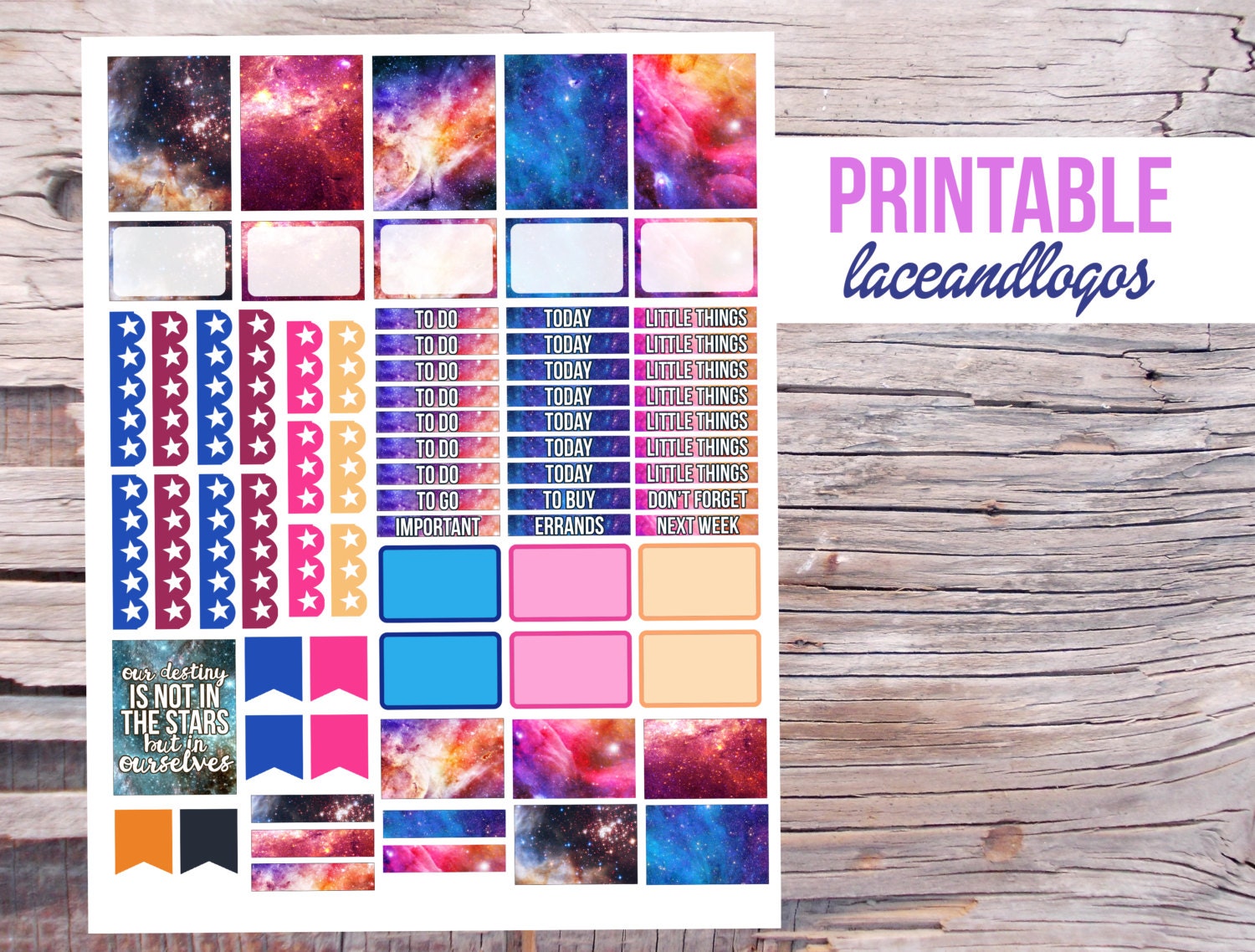 Printable Planner Stickers Galaxy Space Hipster Stars Sky