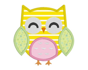 Owl Applique Design, Owl Machine Embroidery Design No: JG00081-3