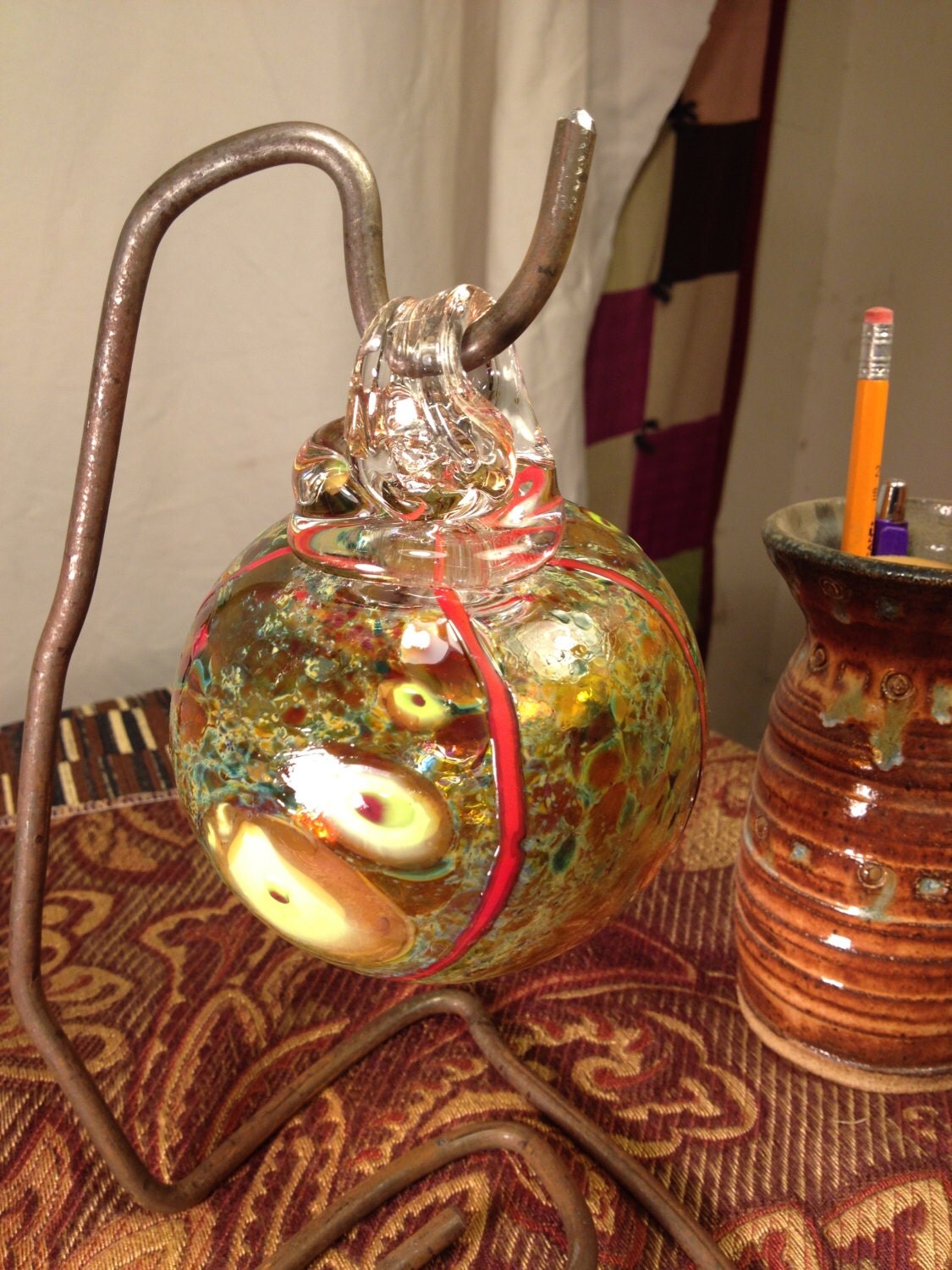 400423 Medium Hand Blown Hanging Art Glass Ball Decorative