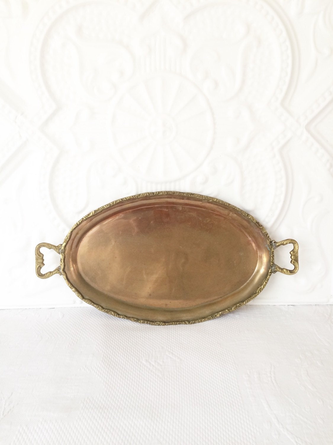 Vintage Brass Tray with Handles