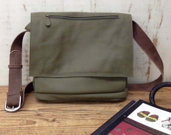 SALE!!! Green Leather messenger bag women leather bags Leather Crossbody bag Crossbody purse front pocket bag Handmade with Love!!