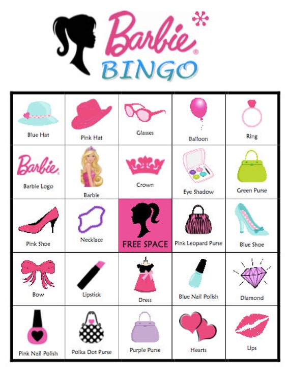 20 Printable Barbie Bingo Cards by GartyPames on Etsy