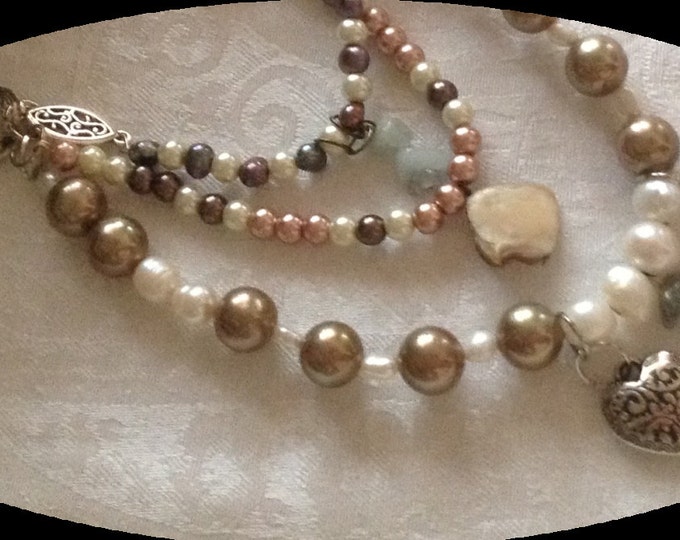 Bohemian Elegance/Freshwater Pearl /South Sea Pearl Necklace/Debuting On Sale for 175.00 for a limited time only. Regularly Priced 250.00