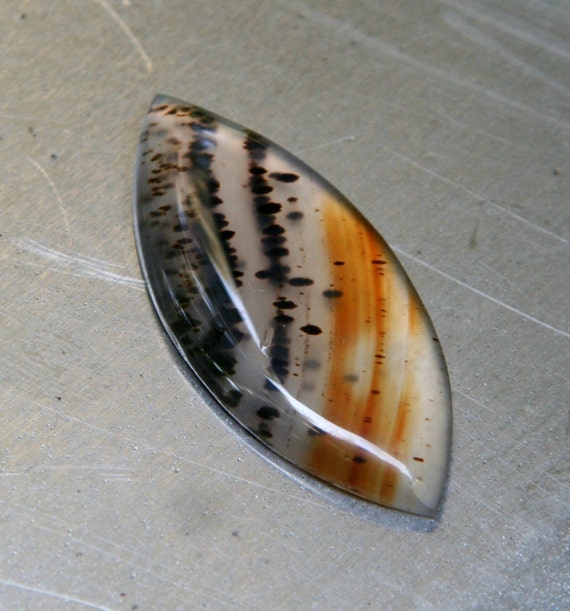 Large Montana Moss Agate Free Form Oval Cabochon. One of a