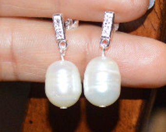 Sterling silver fresh water pearl earrings