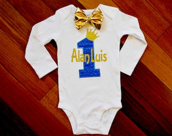 boys 1st birthday outfit,baby boy 1st Birthday Outfit,First Birthday Boy Shirt,1st Birthday Boy Outfit in blue and gold,boys 1st birthday