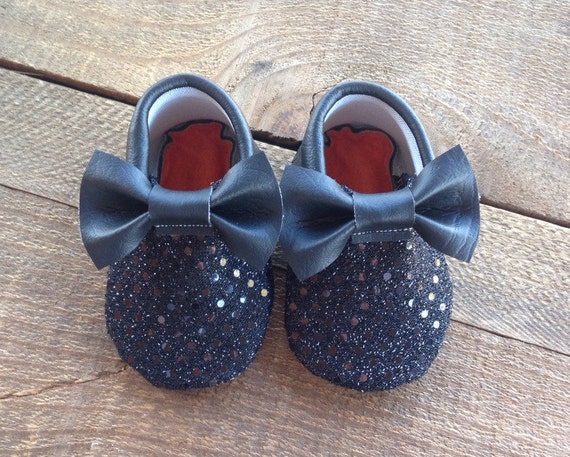 black sequin moccasins