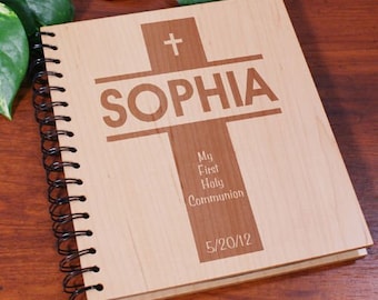 First Communion Wood Photo Album, First Communion Gift, Engraved Communion Photo Album