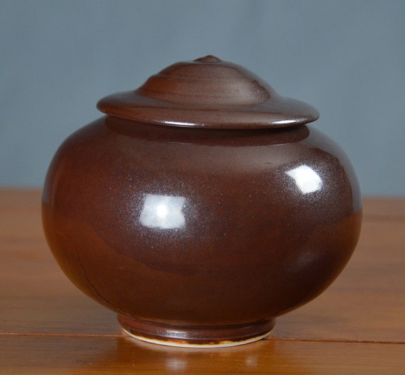 Brown Ceramic Jar with Lid Hand Thrown by CaldwellPottery on Etsy