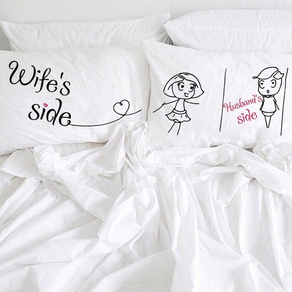 Husband and Wife couple pillow case His Her Couple pillowcases