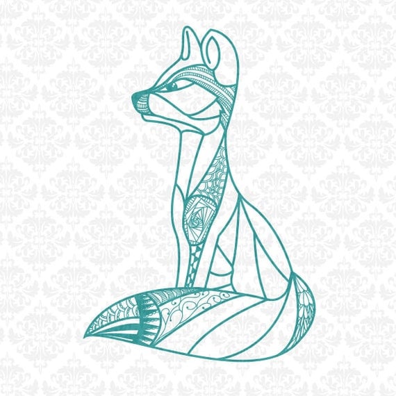 Download Fox Zentangle Filigree Henna Intricate Animal SVG DXF Ai Eps