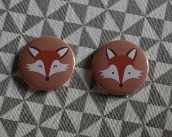 2 loving magnets round 32 mm "Foxes" customizable fall forest gift