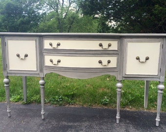 Vintage Sideboard - Gray and Antique White