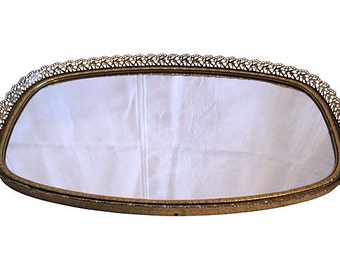 Floral Filigree Mirrored Vanity Tray