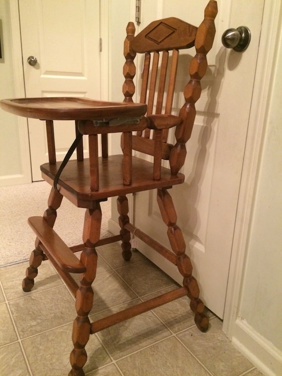 Vintage Wooden High Chair Jenny Lind Antique By Thekristkorner