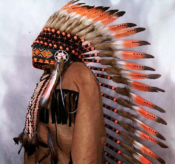 TOTAL SALE Long Native American inspired Headdress Chief