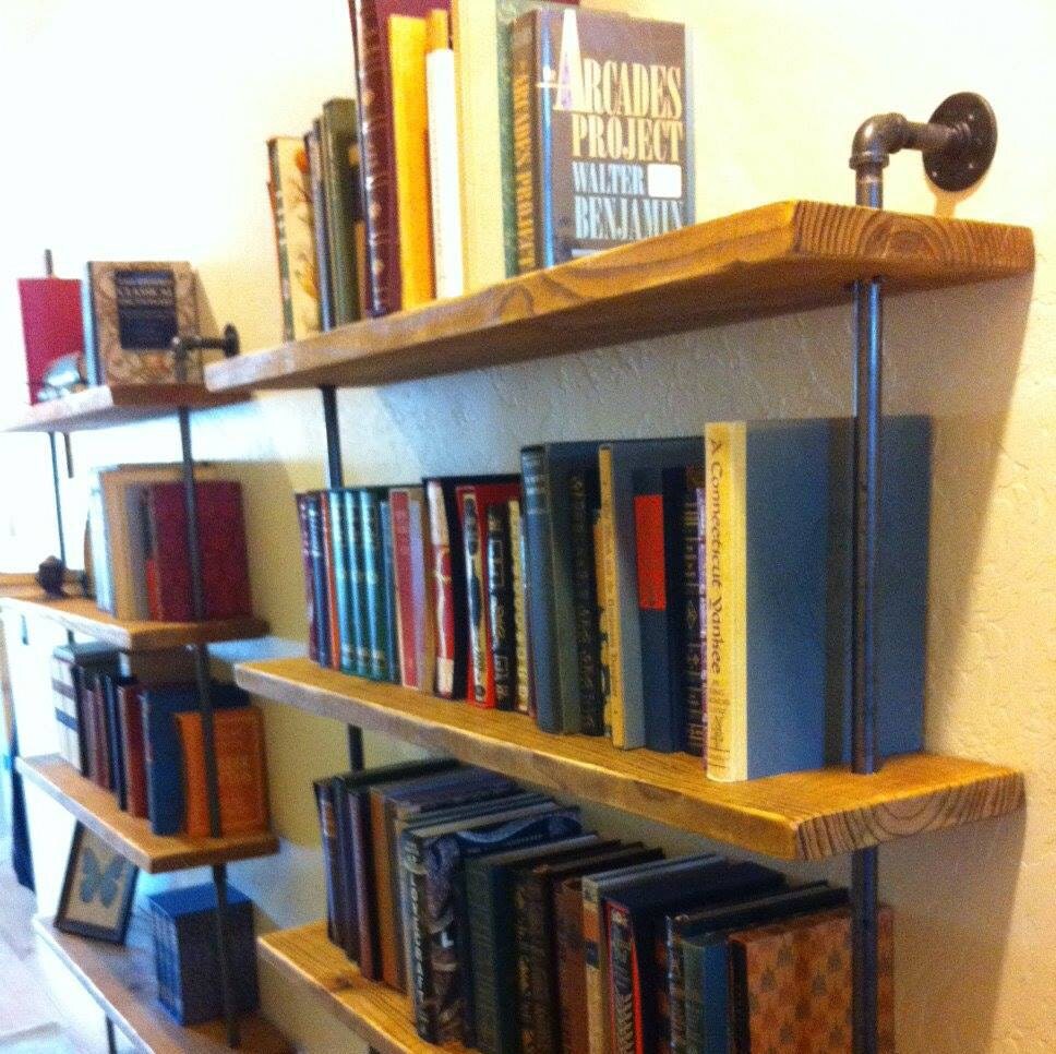 Industrial wall unit Reclaimed wood shelves Wood shelves