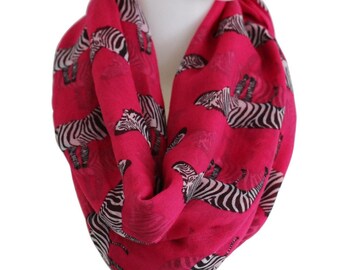 Fuschia Zebra Horse Infinity Scarf Runnning Horse Scarf Brown Horse Scarf Fall Scarf Winter Soft Scarf Large Scarf Loop Scarf Christmas gift
