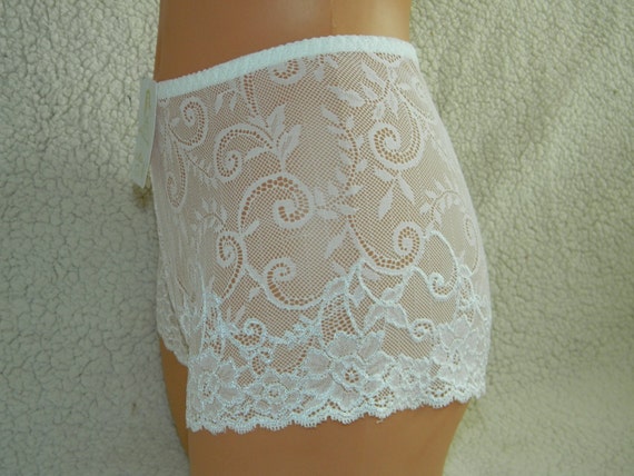 high waisted panties Handmade white lace panties granny