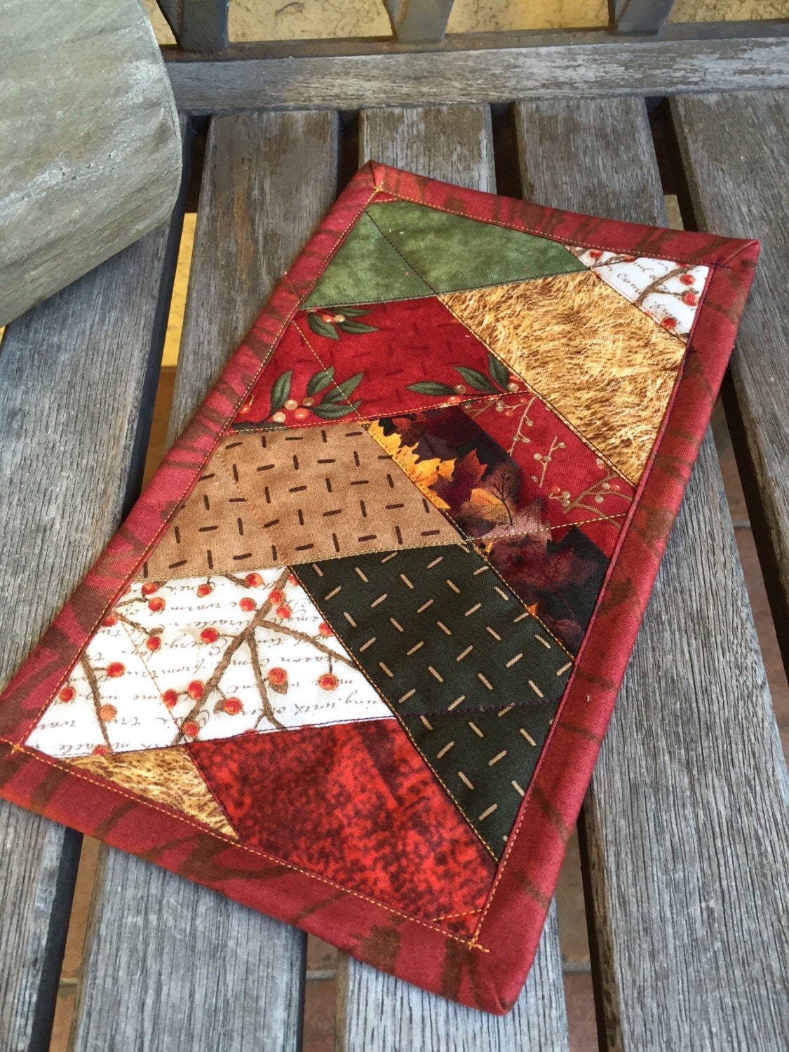 Fall Friendship braid Mug Rug Autumn Prints Candle Mat