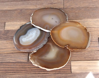 Agate Coasters Set of 4 or 6 / Natural / Blue / Teal / Purple / Pink Agate Slice/ Geode Coasters / Gift Packaging Available
