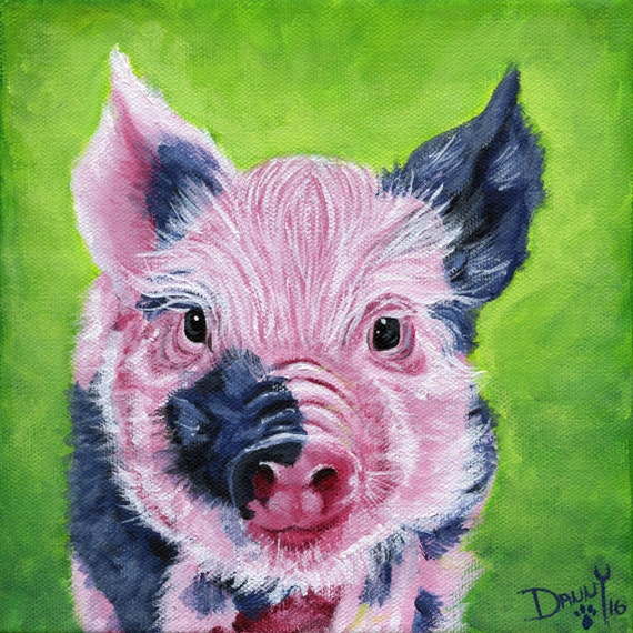 Colorful Pig painting Bright Pig Artwork Colorful by DannyBStudios