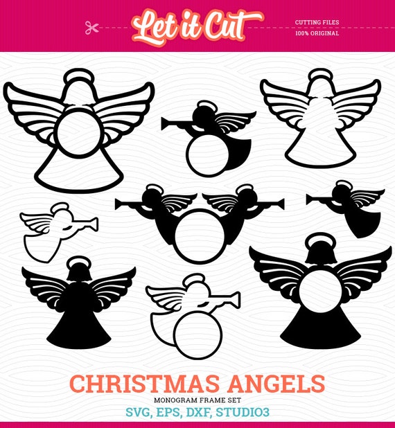 Download Christmas Angel Monogram Frames (SVG, EPS, DXF, Studio3 ...