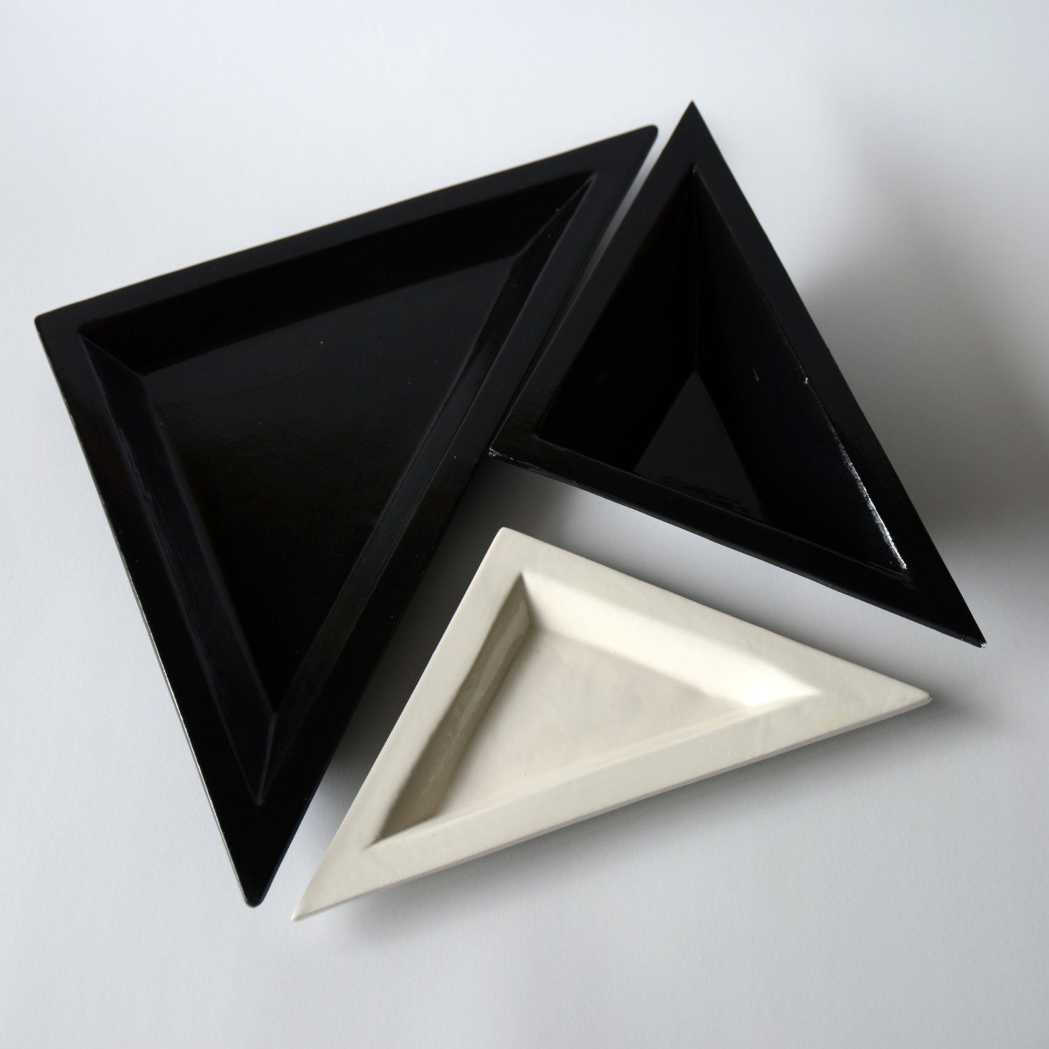 set of three triangle ceramic plates handmade by AnnaMoraitou