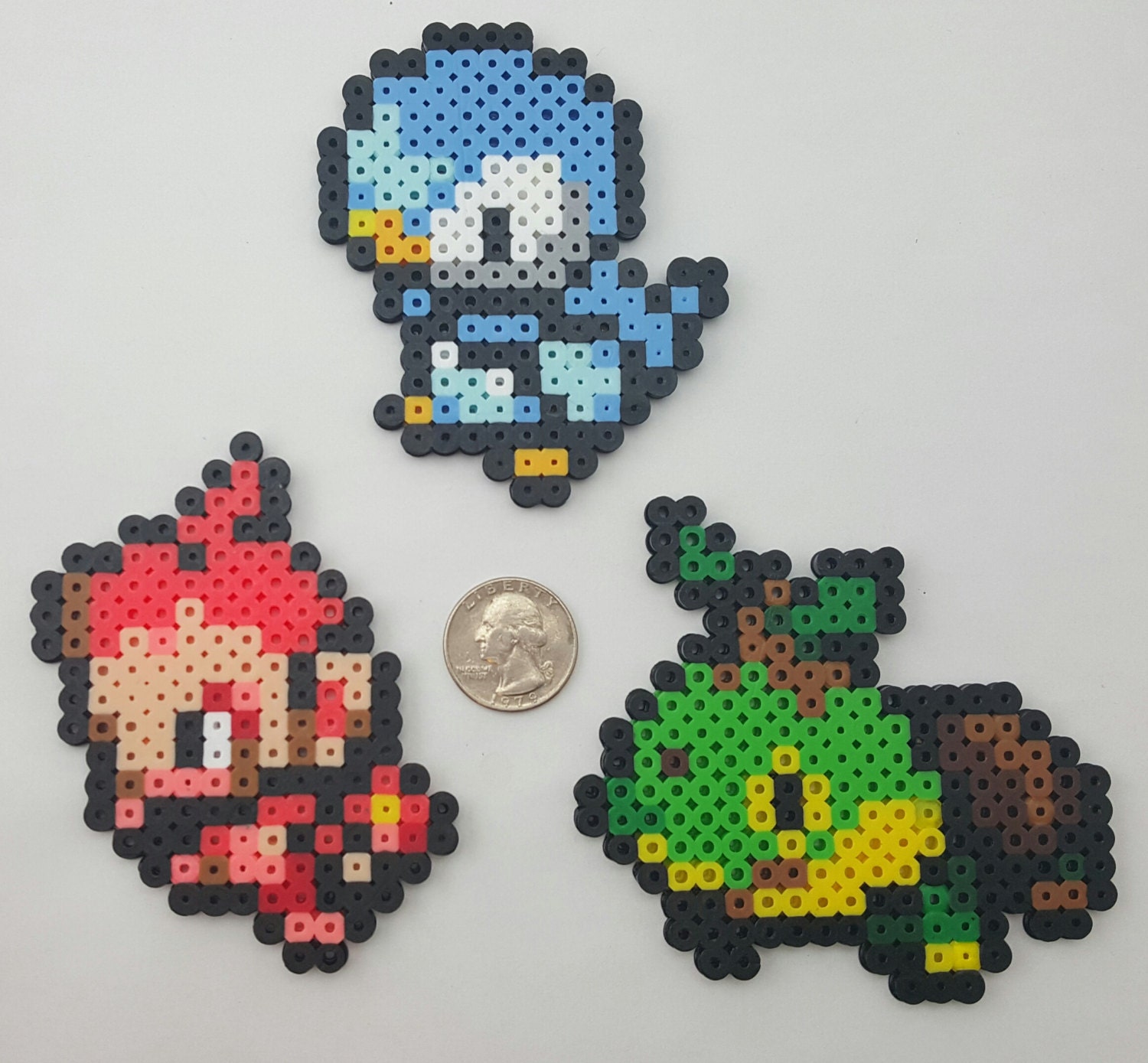 Sinnoh Region Starter Pokemon Perler Sprite Magnets